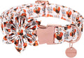 Thanksgiving Dog Collar with Flower, Turkey Cotton Flower Collar for Puppy Girl Dog or Cat, Autumn Flower Collar with Durable Metal Buckle, Thanksgiving Pet Collar, M, Neck 13.5-22in