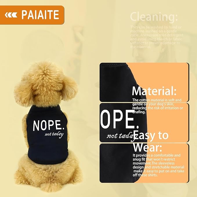 Discover Cozy Cotton Canine Wear: Soft, Lightweight, and Breathable Dog Shirt Vest with Eye-Catching Graphics(Nope not Today), Keeping Your Furry Friend Warm and Comfy! Grey M