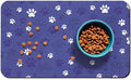 Dog Food Mat, Absorbent Water Bowl Mats Cat Pet Feeding Placemats Dark Blue 16 * 24 inch