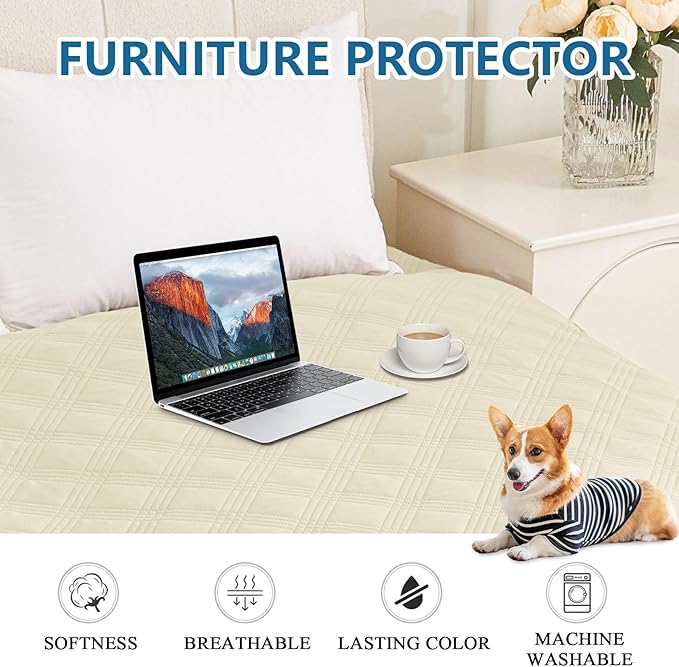 hyha Waterproof Dog Blanket, Reversible Pet Bed Blanket, Soft Sofa Couch Cover for Dogs Washable, Waterproof Pet Couch Covers for Sofa Puppy Cats Furniture Protector(30"x53", Beige/Beige)