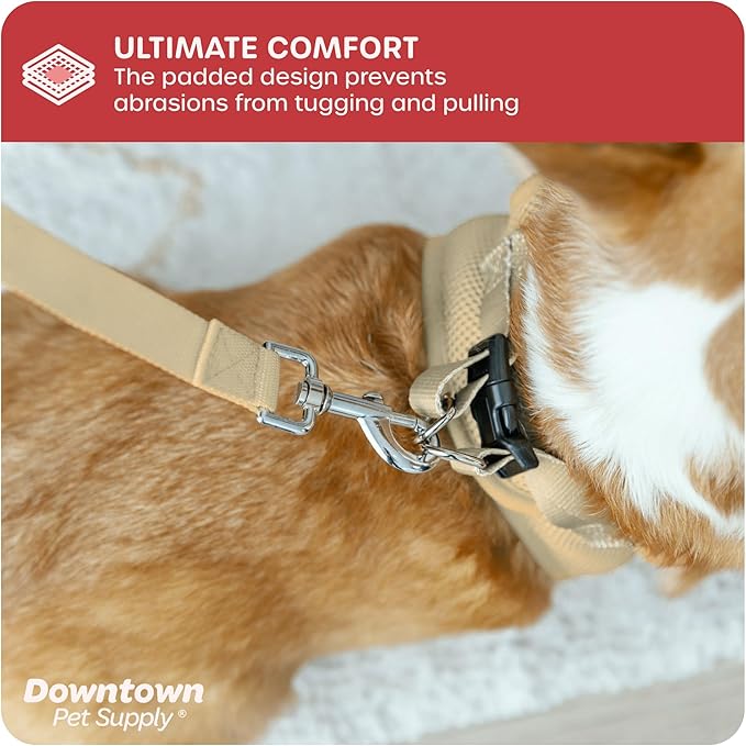 Downtown Pet Supply Step-in Dog Harness – No Pull, Adjustable Padded Mesh with Reflective Trim, Secure Buckle Strap – Comfortable & Breathable Small Dog Harness, Small, Khaki