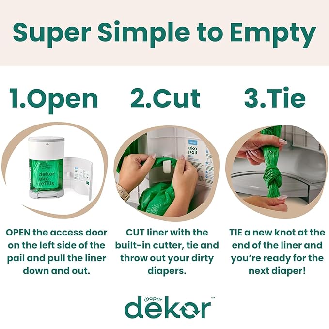 Diaper Dekor EKO Classic Diaper Pail, White | ONLY Eco-Friendly Diaper Pail Made with 70% Recycled Materials | Hands-Free: Step–Drop–Done | Cost-Effective Refill System
