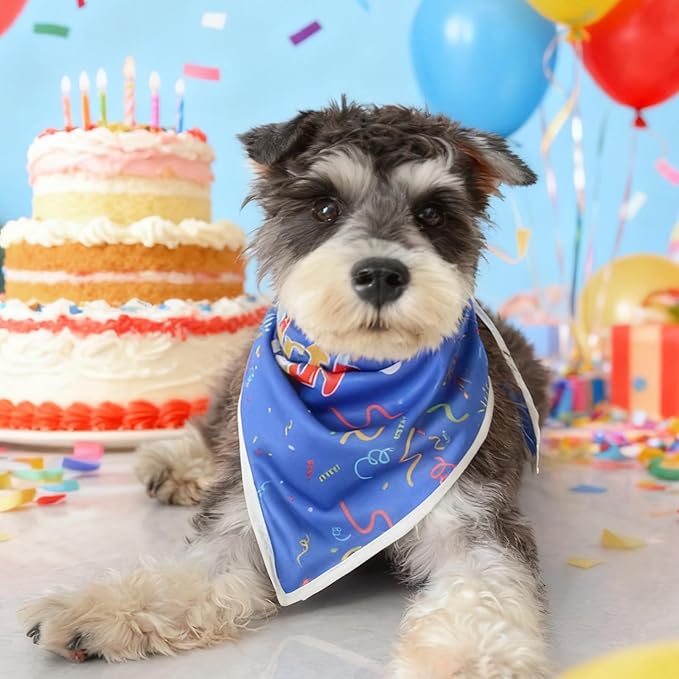 Birthday Dog Bandanas Boy,Blue Reflective Dogs Scarfs for Birthday Party Decorations Supplies for Dogs Pet Accessories,Cat Dogs Triangle Pet Scarves for Medium Dogs Outfit,M