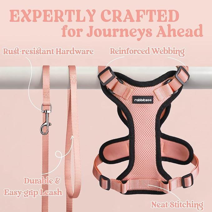 rabbitgoo Cat Harness and Leash for Walking, Escape Proof Soft Adjustable Vest Harnesses for Cats, Easy Control Breathable Reflective Strips Jacket, Light Salmon Pink, XXS