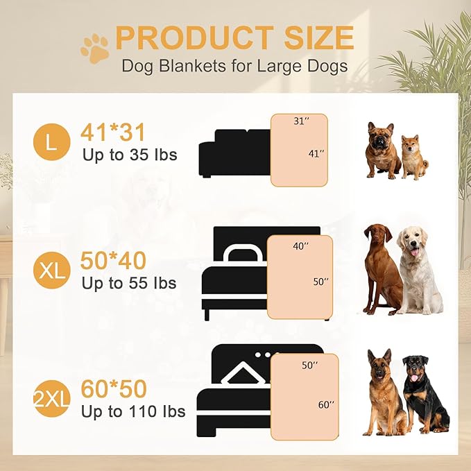 Premium Dog Blankets for Large Dogs & Cat Flannel Blanket Washable, Soft Pet Throw Cover for Kennel Crate Bed, Cute Paw Pattern, 41x31 inch,Blue/Black/Brow