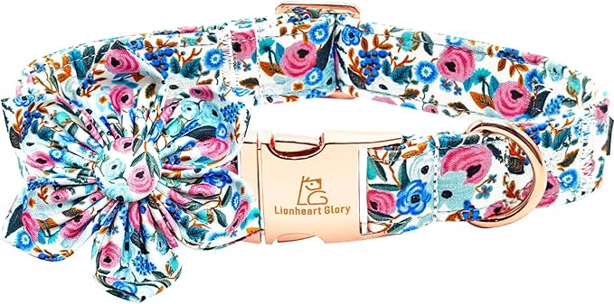 Lionheart glory Dog Collar Flowers Collar Floral Dog Collar with Flower Spring Summer Cute Collar Dog Boy or Girl Dog Collars Soft Durable Adjustable Dog Collars for Large Dogs