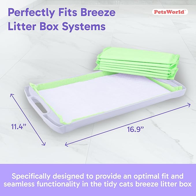 PETSWORLD Multi Cat Pad Refills for Cats Breeze Litter System, Ultra-Absorbent, Quick Dry - (800 Count, Unscented)