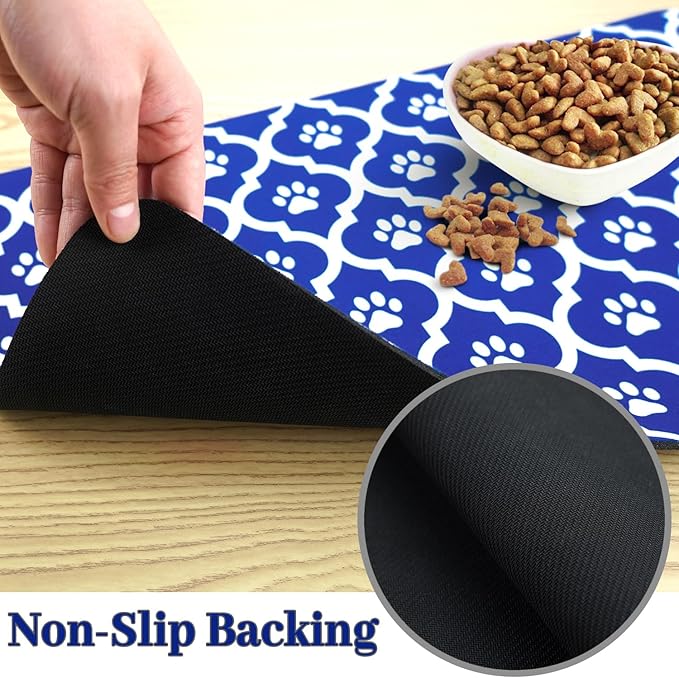 Dog Food Mat 16X24 Inch Pet Feeding Absorbent Mats for Floor Cat Water Bowl Placemats Non-Slip Washable Dog Mat for Food and Water