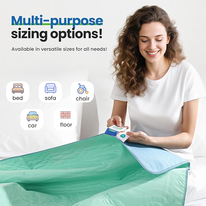 Noovirum® Washable Underpads, 34"x36" (Pack of 6) Reusable Incontinence Pads for Kids, Adults, Elderly, Pets - Waterproof Protective Pad for Bed, Couch, Sofa, Furniture, Floor
