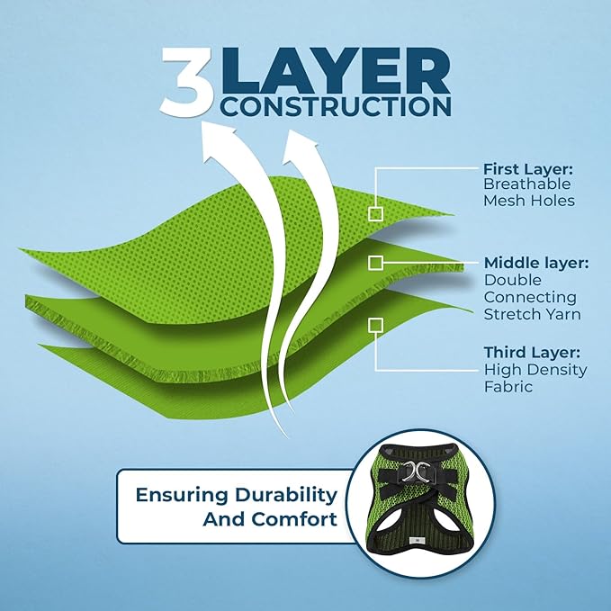 Best Pet Supplies Voyager Step-in Air Harness - All Weather Mesh, Reflective, No Pull Harness for Dogs, Cats - Secure with Hook & Loop Fastener, Buckle, Double D-Rings - Lime Green 2-Tone, XS