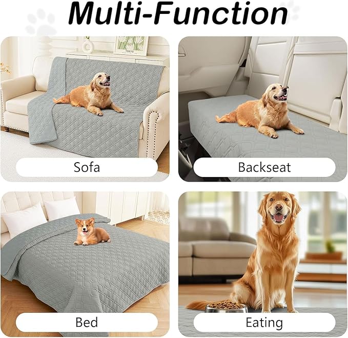 hyha Waterproof Dog Bed Blanket, Soft Pet Blankets, Waterproof Couch Cover for Dogs, Reversible Sofa Covers Washable for Furniture (40x90 Inch, Grey/Grey)