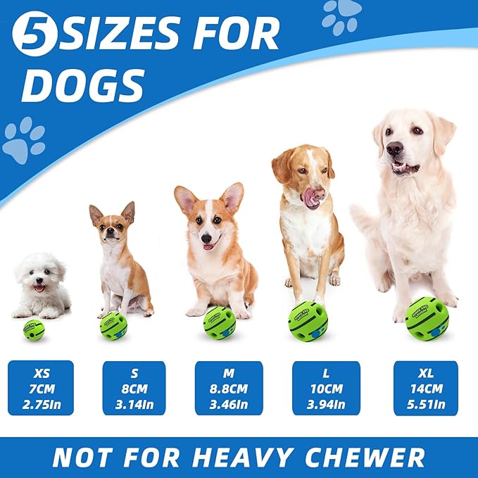 Dog Toys Ball, Interactive Dog Ball, Shaking with Gibbering Sound, for Training & Herding, M, 3.46 in (8.8 cm)