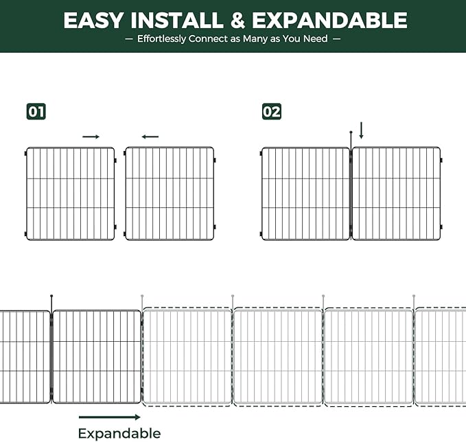 FXW MiniPaws Unleashed Dog Playpen, Expandable & Portable Design for Yard, RV Camping and Indoor Use, for Puppies and Small Dogs, 24-inch 8 Panels