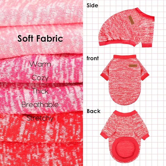3 Pack Dog Sweaters for Small Dogs Girl Boy Winter Fleece Clothes Warm Soft Dog Sweatshirt Outfit for Dogs Cats Pet Apparel
