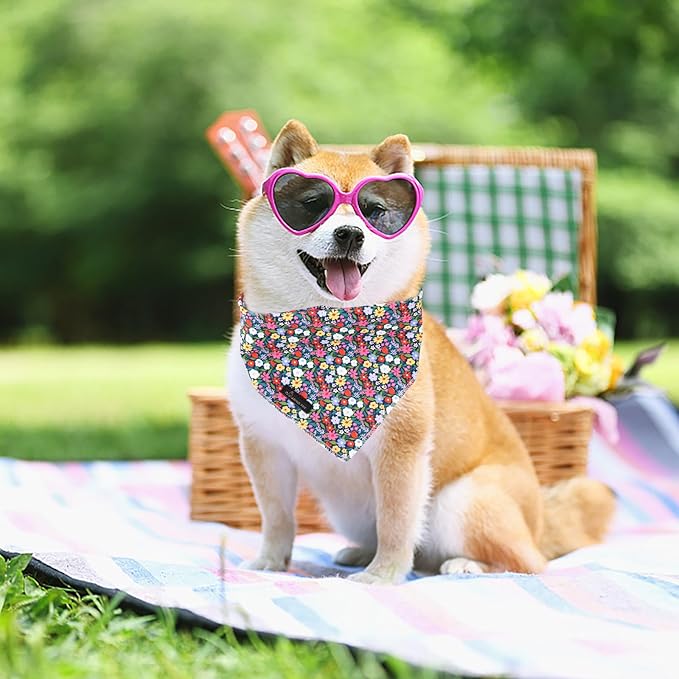 ARING PET Floral Dog Bandana, Spring Summer Colorful Flower Girl Pet Bandana Scarf Triangle Bibs for Puppy Small Medium Large Dogs-S