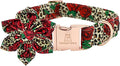 Lionheart Glory Dog Collar, Red Rose Dog Collar with Flower, Cute Floral Pattern Pet Collar Adjustable Dog Collar for Large Dogs