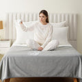 Water Proof Blanket 50x60 Inches - Reversible Flannel Blanket for Bed, Sofa,Couch- Spillproof, Leakproof Soft Double-Sided Light Grey Throw Blanket for Adults, Pets, Couples