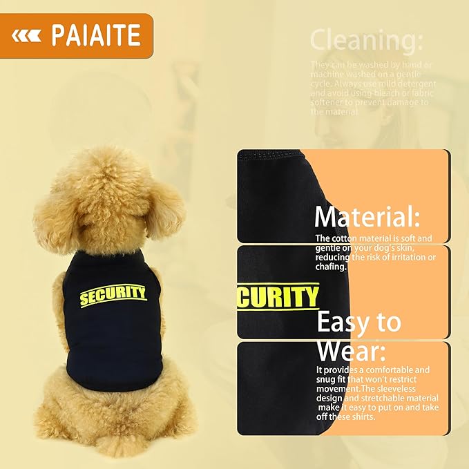 Discover Cozy Cotton Canine Wear: Soft, Lightweight, and Breathable Dog Shirt Vest with Eye-Catching Graphics(Security), Keeping Your Furry Friend Warm and Comfy! Black 4XL