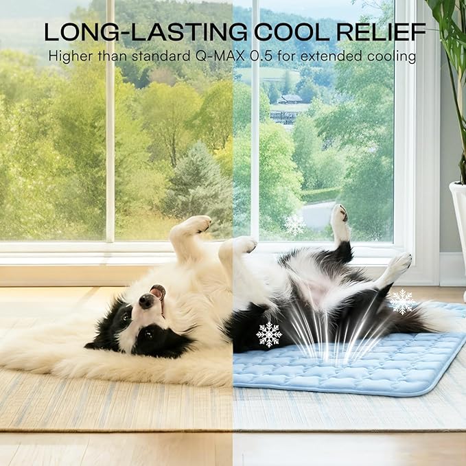 Luciphia Premium Dog Cooling Mat Non-Slip Q-MAX>0.5 Self-Cooling Pad for Medium Pet Indoor Portable Kennel Puppy Bed for Summer Crate Pad for Dog Washable Light Blue 30x40 inches