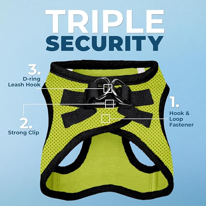 Best Pet Supplies Voyager Step-in Air All Weather Mesh Harness and Reflective Dog 5 ft Leash Combo with Neoprene Handle, for Small, Medium and Large Breed Puppies - Lime/Black Trim, XX-Small