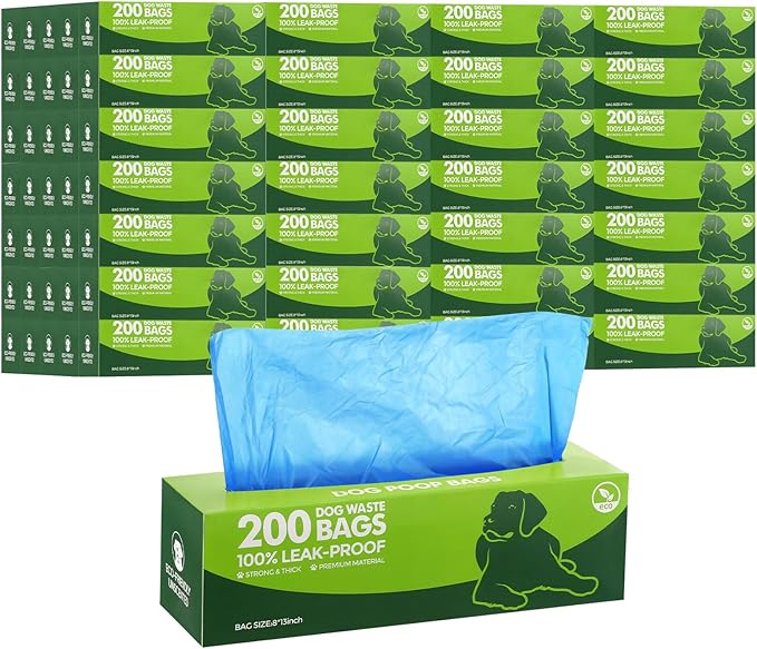 Sherr 20 Boxed Rolls 4000 Counts Dog Poop Bags Bulk Leak Proof Dog Waste Bags Universal Pet Doggy Waste Poop Box for Puppy Pets Outdoor Walking and Travel, 20 Rolls of 200(Blue)