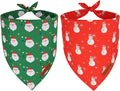 ADOGGYGO Christmas Dog Bandanas 2 Pack, Reversible Santa Snowman Xmas Pet Scarf Bib, Adjustable Fit Red Green Christmas Bandana for Extra Large Dogs (X-Large)