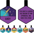 GoTags Silent Dog Tag, Personalized Engraved Hexagon Silicone Dog and Cat Name Pet ID Tags, Soundless No More Jingling Dog Tags (Space Planet)