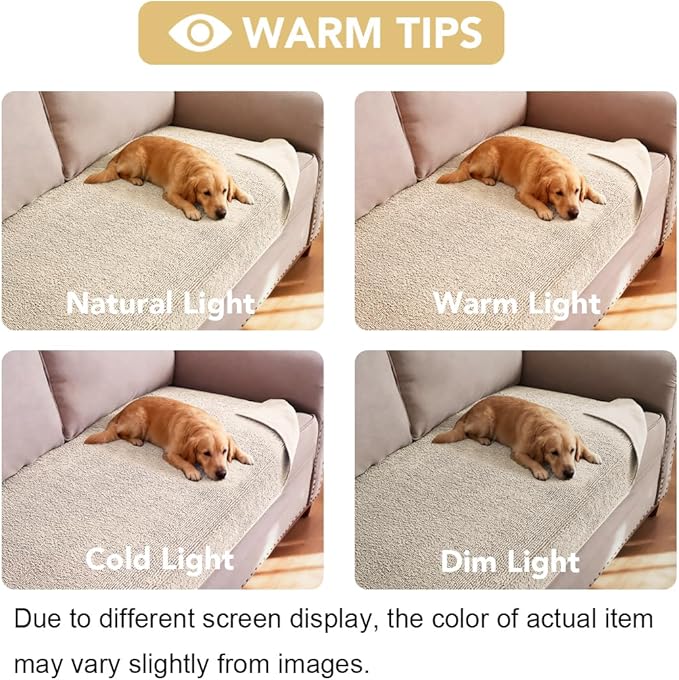 H.VERSAILTEX Non Slip Pet Couch Cover Chenille Dog Bed Protector Thick Soft Sofa Slipcover Pet Friendly Washable Couch Cushion Covers for Pets (68" x 82", Ivory)