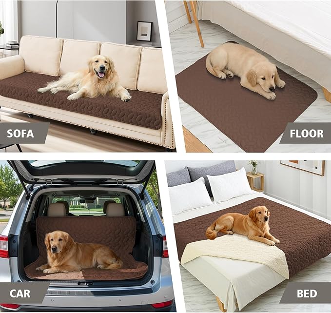 Ameritex Waterproof Pet Bed Cover Anti-Slip Dog Bed Blanket for Sofa and Furniture Waterproof New Pattern Design (Chocolate, 30x53 Inch (Pack of 1))
