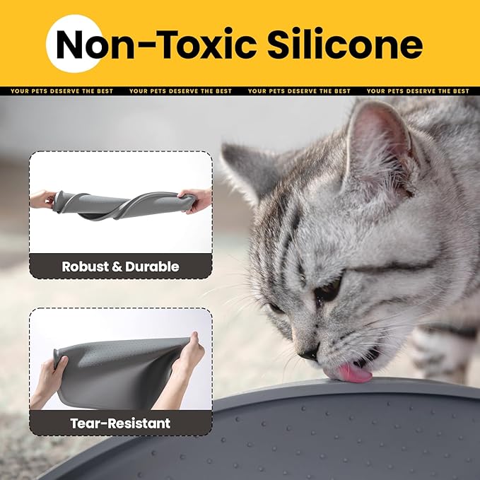 Dog Food Mat,Raised Edges Pet Food Mats for Spill Containment,BPA-Free Silicone Cat Dog Feeding Mat for Floor Waterproof,Rubber Pet Placemats for Food and Water Bowls 1/2 Inch