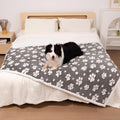 Waterproof Blanket for Dog Cat or Adult, Cute 3D Textured Paw Dog Blanket for Bed Couch Sofa, Soft Liquid Pee Proof Pet Furniture Protector, 50"x60", Grey