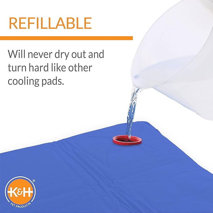 K&H Pet Products Coolin' Pet Pad Dog Mat, Portable Dog Cooling Mat for Travel or in Home, Perfect for Carriers, Crates, Outdoor Houses, Yards, Porches, Pet Beds & More - Medium 20 X 15in Chill Blue