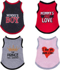 4 Pack Dog Shirts Summer Printed Puppy Clothes Novel Sleeveless Pet T Shirts Dog Clothes for Small Medium Dogs Cats Boy(L)