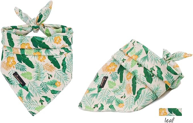 ARING PET Summer Dog Bandanas, Autumn Leaf Floral Kerchief Triangle Bibs Scarf for Puppy Small Medium Large Boy Girl Dogs Cats-S