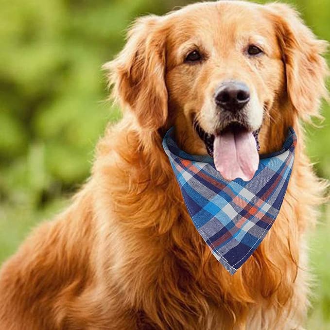8 Pack Triangle Dog Bandanas, Reversible Plaid Painting Bibs Scarf, Washable Christmas Dog Bandanas Boy Girl Apparel & Accessories Kerchief Set