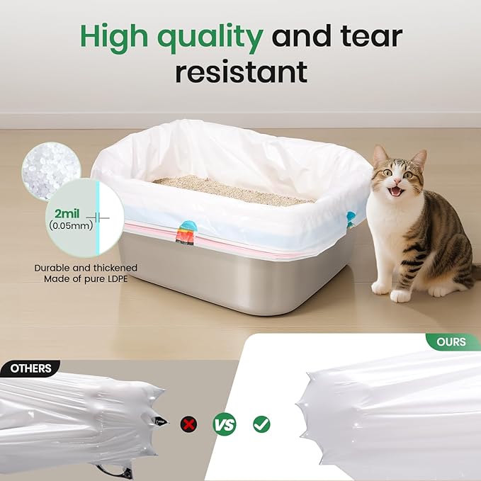 Sifting litter bags with 7-Day Litter System, Heavy Duty Thickened litter liners, 37x18 Inch (28 Pack) For Most Litter Boxes and Cat Supplies
