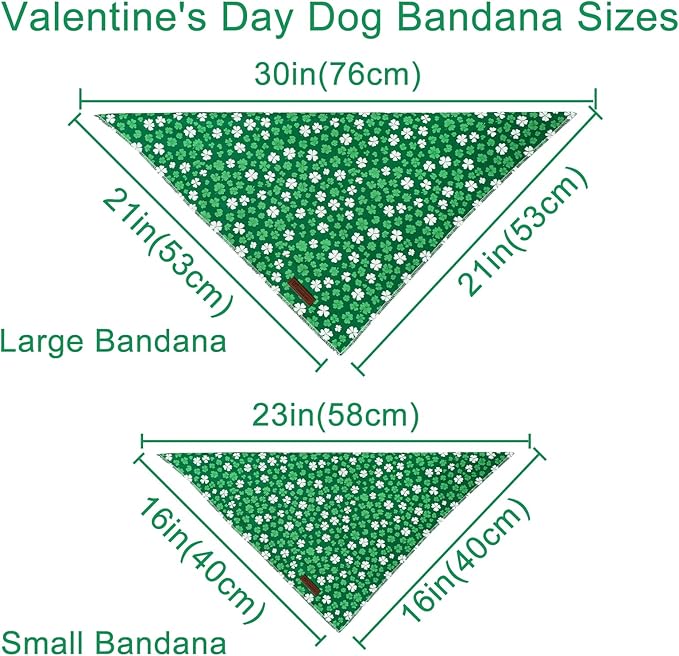 St. Patrick's Dog Bandana, UP URARA PUP Shamrock Triangle Bid Scarf for Medium Large Dogs, Cotton Kerchief for Girl Boy Puppies, Cute Spring Green Bandana,L