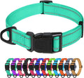 TagME Reflective Nylon Dog Collars, Adjustable Classic Pet Collar with Quick Release Buckle for Small Dogs, Turquoise, 5/8" Width