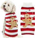 Dog Christmas Sweater Xmas Pet Clothes Cute Striped Gingerbread Man Costume Holiday Puppy Cat Jumpers Outfits New Year Gifts for Small Medium Large Dogs(Red Gingerbread Man,XXS)