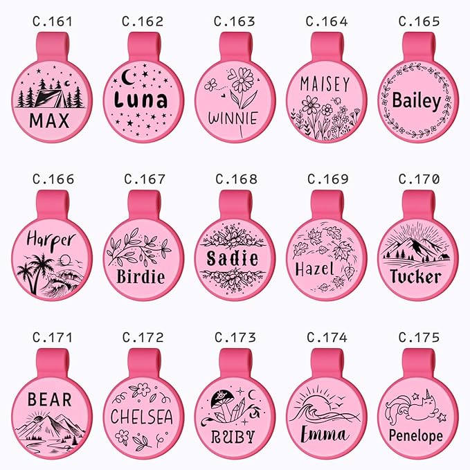 Silent Silicone Dog Tags, Custom Engraved Pet ID Tags for Cats and Dogs, Personalized Small Size Cat Tags with Cute Designs (Designs, Small)