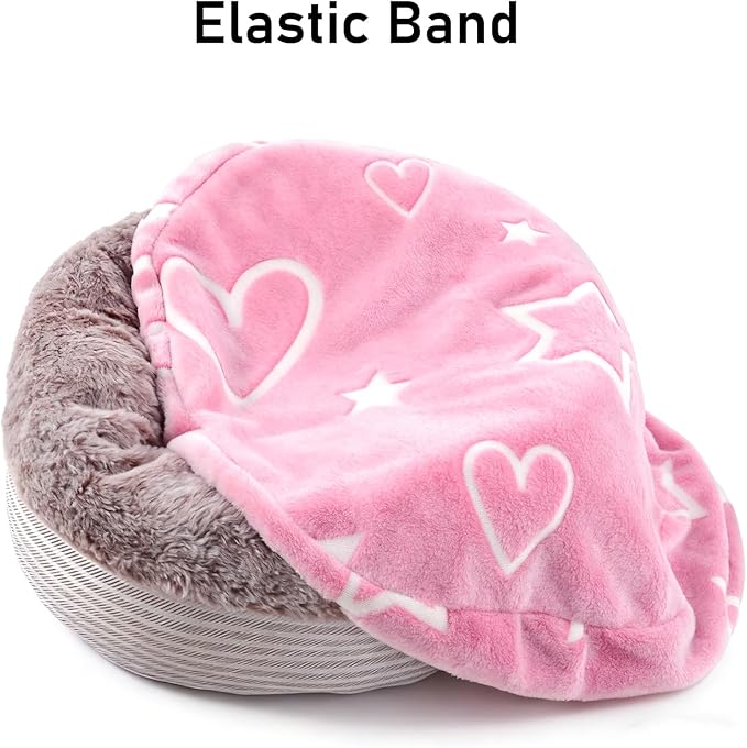 Round Replacement Dog Bed Cover - Elastic Edged Washable Protector with Glow in The Dark Heart Pattern for Small & Medium Beds, Cover Only, 30"x9.8"