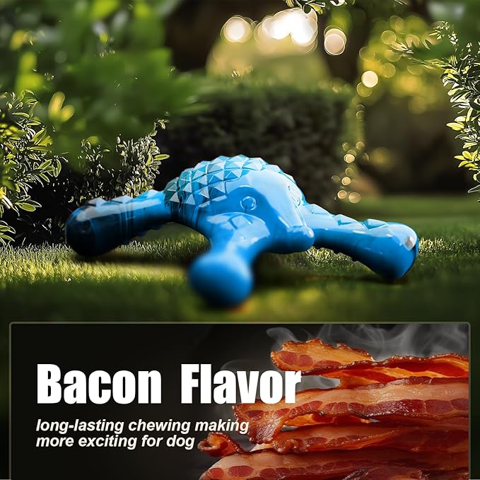 Dog Toys for Small Dogs, Nylon Indestructible Dog Toy for Small Dogs, Hedgehog Puppy Chew Toys with Bacon Flavor,Long Lasting, Puppy Teething Toys, Blue