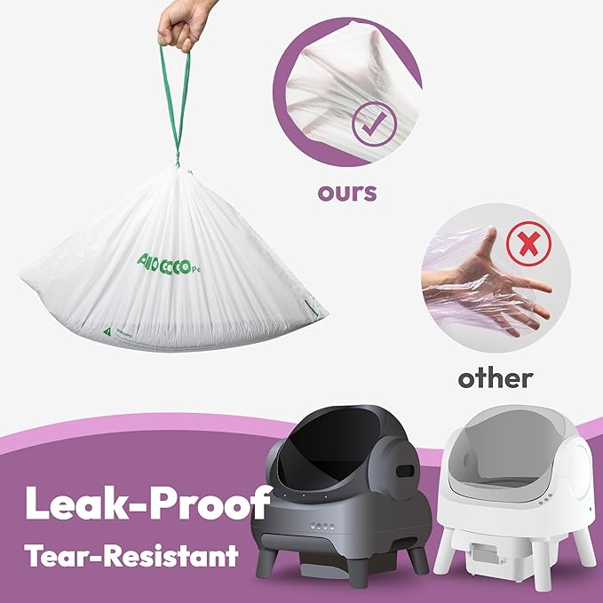 50 Pack Litter Bags, Compatible with Neakasa M1 & PetPivot & wozhio & Open-X AutoScooper 11 Open-Top Self-Cleaning Cat Litter Box, Replaced Waste Bags, Litter Box Liner, 27" x 13"