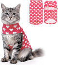EXPAWLORER Cat Valentines Outfit Sweater - Valentine's Day Sweater for Cats Only Warm Kitten Clothes, Pet Coat Pullover Design, Fleece Sweatshirt Clothing Also for Puppy Small Dogs, Pink Heart S