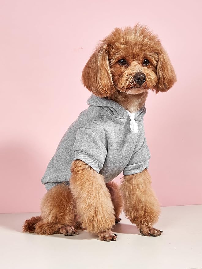 QWINEE Basic Dog Hoodie Sweatshirt Puppy Sweater Warm Cat Costumes Pet Clothes for Chihuahua Puppy Kitten Small Medium Dogs Black and Grey X-Large