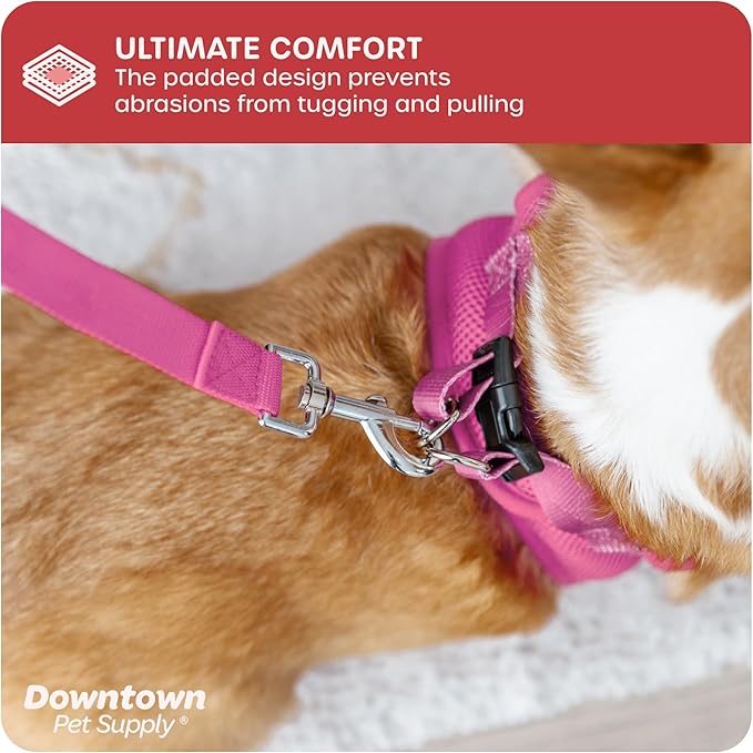 Downtown Pet Supply Step-in Dog Harness – No Pull, Adjustable Padded Mesh with Reflective Trim, Secure Buckle Strap – Comfortable & Breathable Small Dog Harness, Medium, Pink