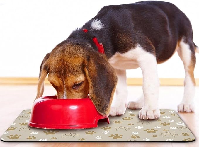 Dog Food Mat, Absorbent Water Bowl Mats Cat Pet Feeding Placemats Beige 17 * 30 inch