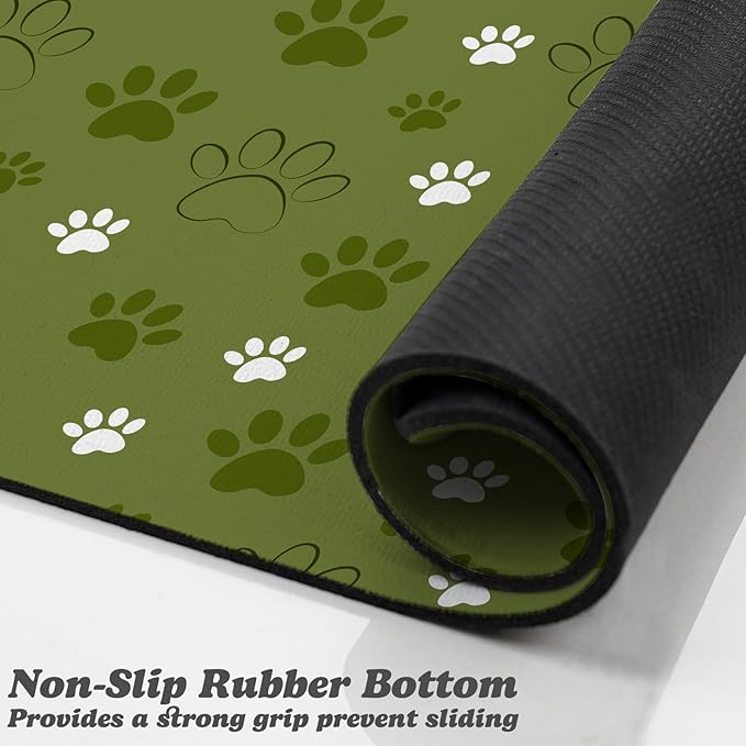 Dog Food Mat, Absorbent Water Bowl Mats Cat Pet Feeding Placemats Dark Green 24 * 32 inch