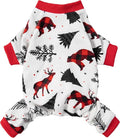 Fitwarm Reindeer Dog Christmas Pajamas, Winter Doggy Clothes for Small Dogs Boy Girl, Fleece Dog Onesie with Feet, Holiday Pet Outfit, Black, White, Red, XXL