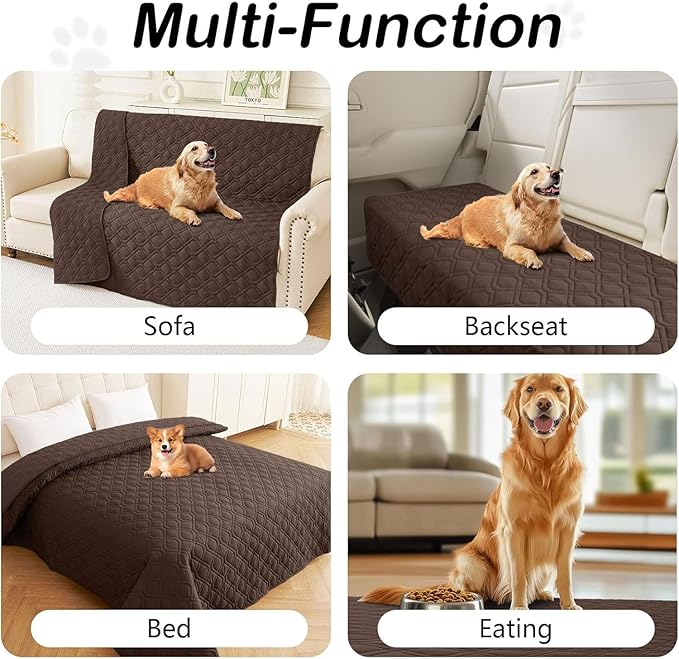 hyha Waterproof Dog Bed Blanket, Soft Pet Blankets, Waterproof Couch Cover for Dogs, Reversible Sofa Covers Washable for Furniture (40x70 Inch, Chocolate/Chocolate)